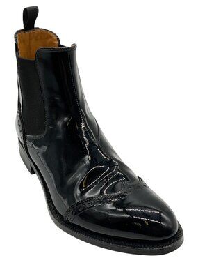 Church's Black Patent Wingtip Brogue Chelsea Booties